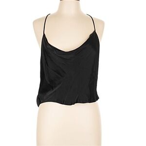 Zara Black satin cami Top large